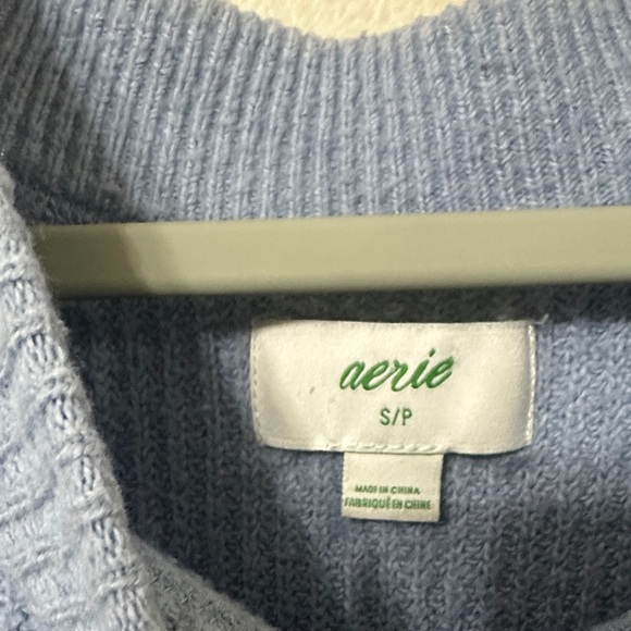 Aerie Blue Ribbed Knit Oversized Crewneck Sweater - Picture 2 of 9